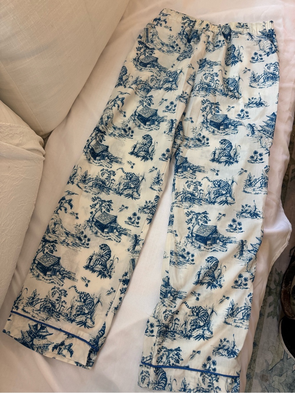 Blue Toile Cream Pajama Set - Picture 4 of 4